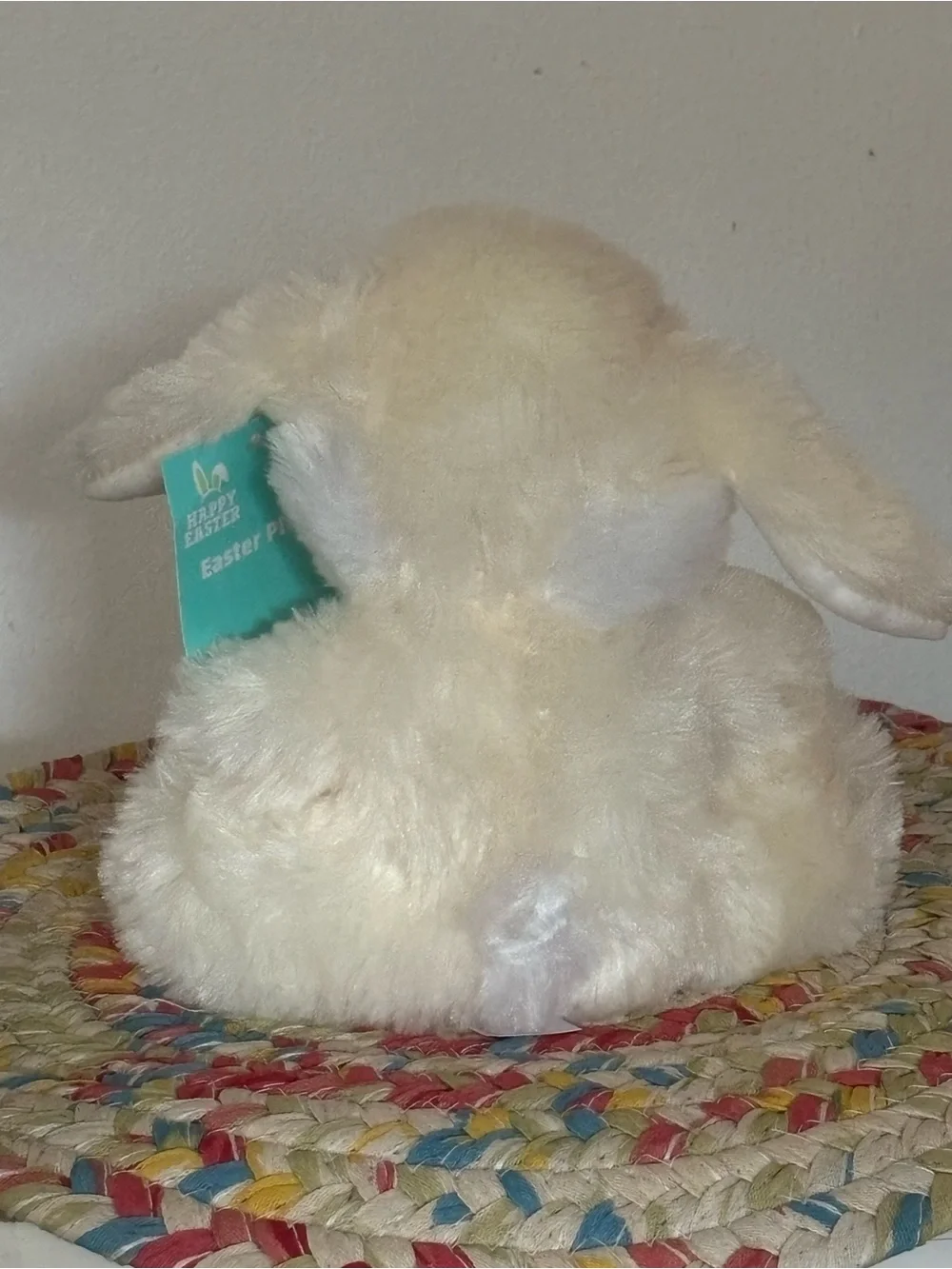 Happy Easter White Bunny Rabbit Plush | Soft Stuffed Animal with Bow | NWT